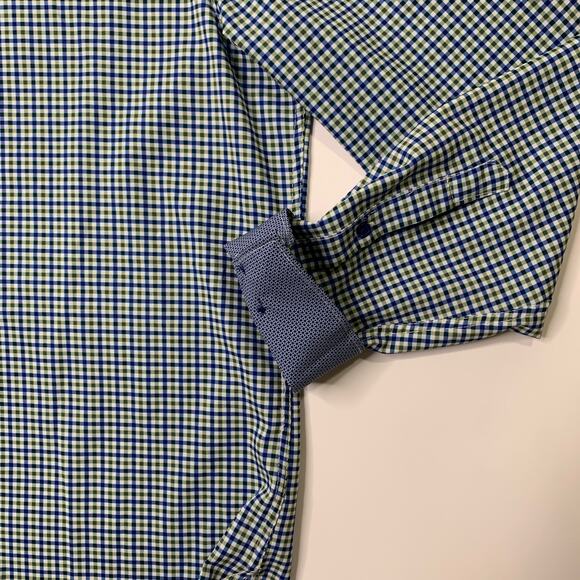 ConStruct Shirt Mens M Medium SLIM Fit Stretch Check Long Sleeve Gingham Check - Picture 3 of 12